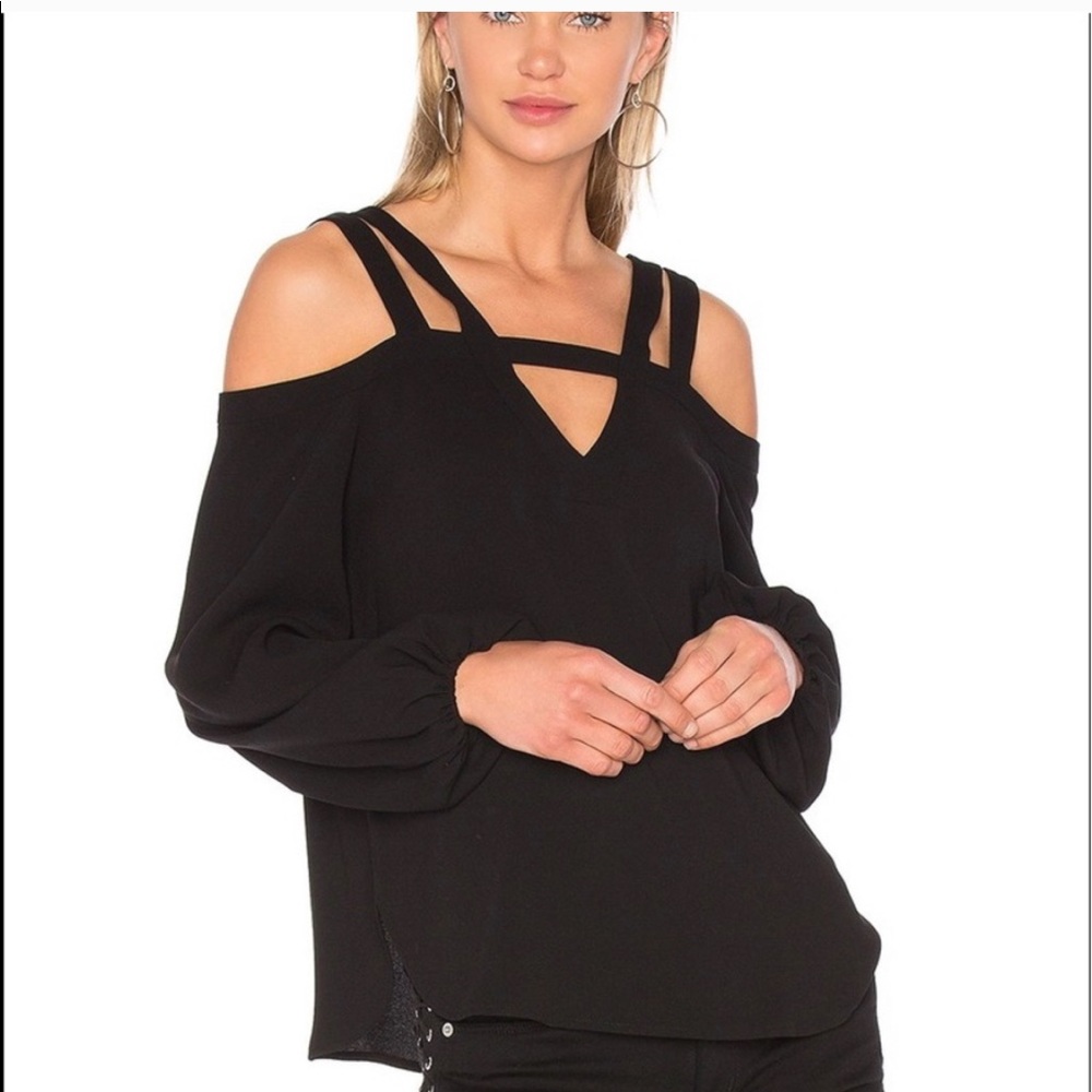 BCBGMaxAzria Black Cold Shoulder Blouse